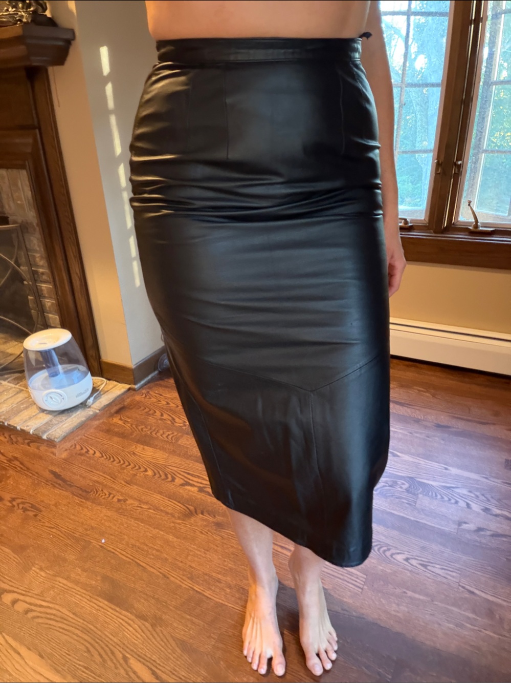 Perfect Black Leather Pencil Skirt